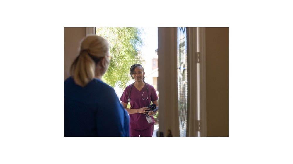 Visible Hands caregiver arriving at client home