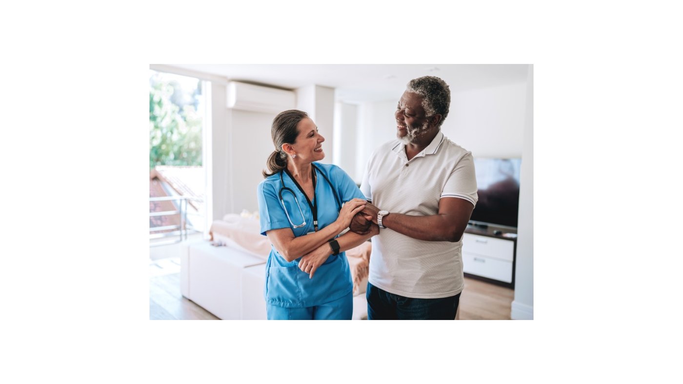 Caregiver and senior client at home