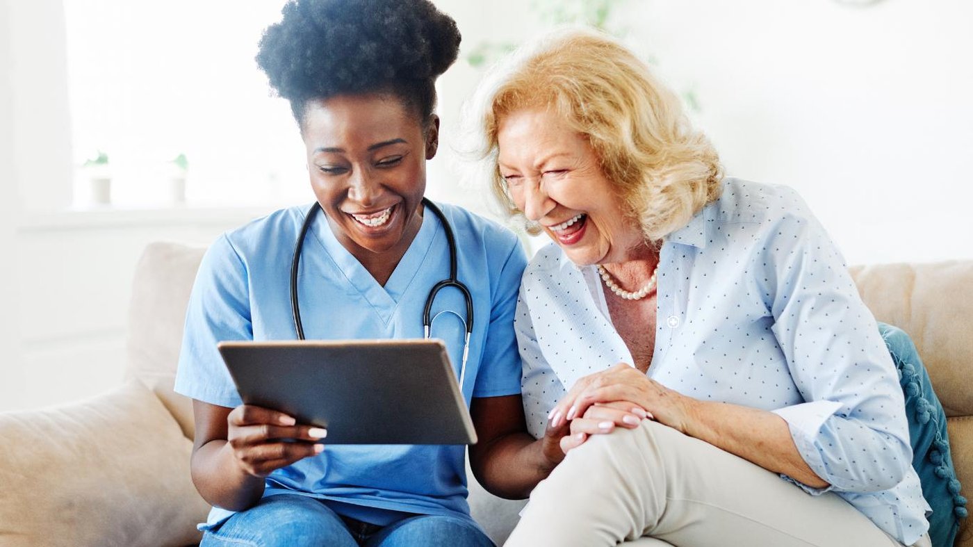 Caregiver with senior client